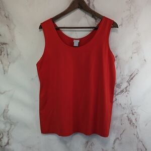 Chicos Tank Top Womens 3 XL Red Scoop Undershirt Shirt Basic Traveler Weekends